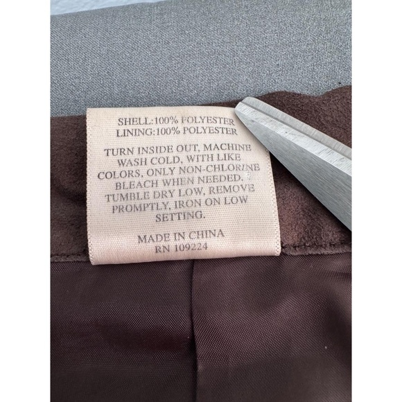 Vintage Decorated Originals Faux Suede Jacket Sz L  Hip-Length Brown Snap Button - Picture 5 of 7